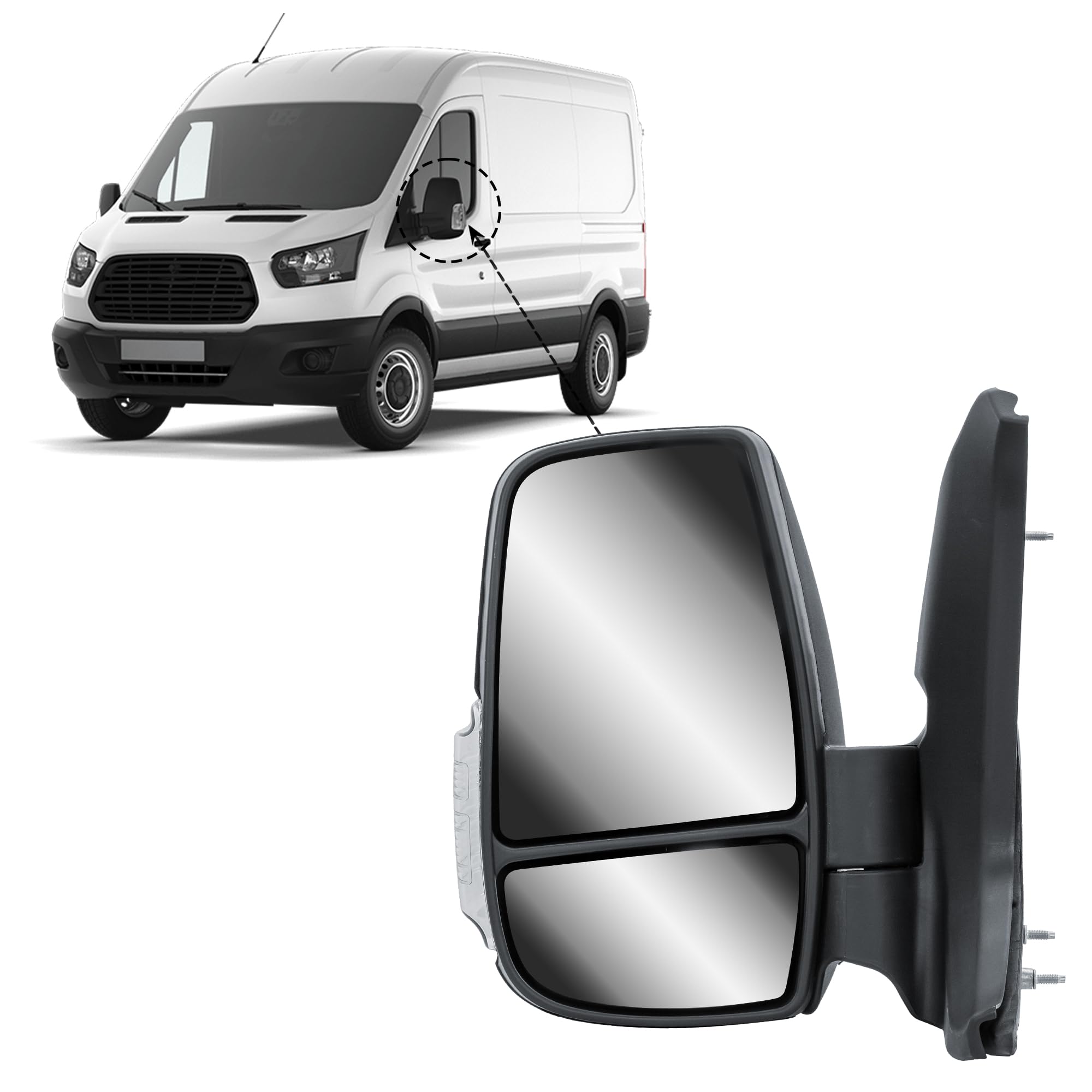 Espejo retrovisor izquierdo eléctrico y calefactable con indicadores de dirección para Ford Transit V363 2014-2024