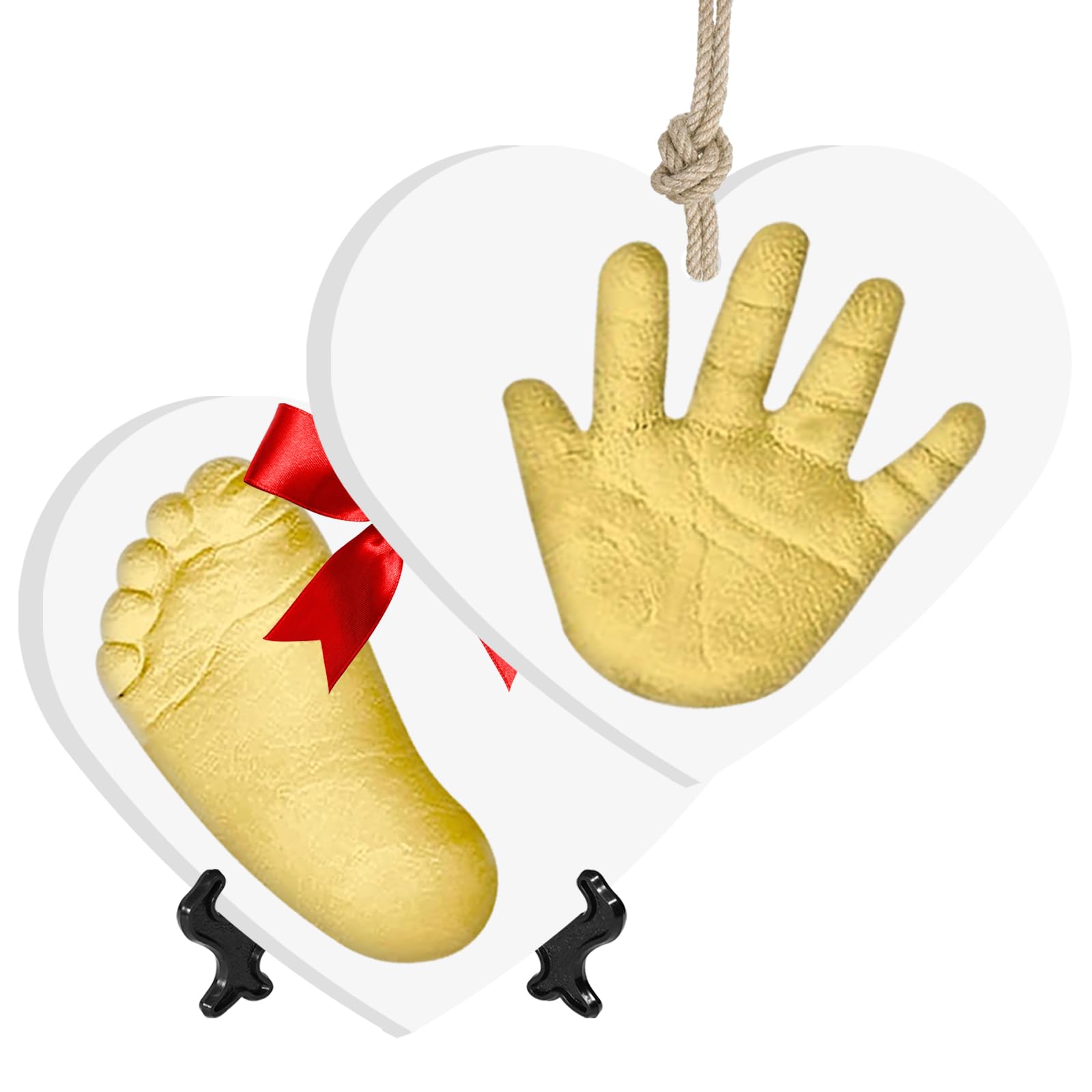 Baby Handprint Ornament Kit, Personalized Handprint Keepsake with Hand Print Mold Kit, Non-Toxic Clay for Newborns & Pets