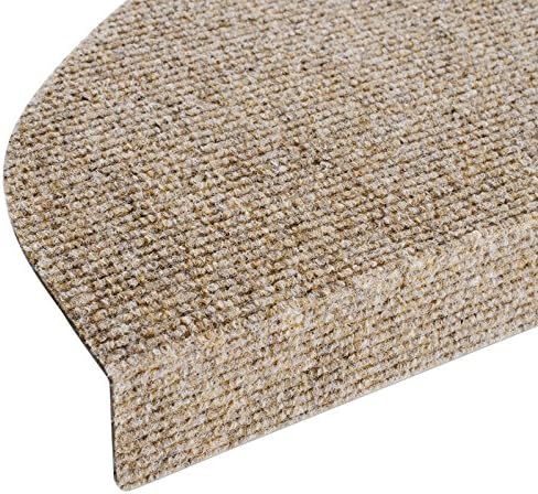 casa pura Stair Carpet Pads - Stair Treads | Adhesive Stair Pads | Non-Slip Stair Covers | Durable Polypropylene edging | Beige, 15 Piece Set (23 x 65 cm)