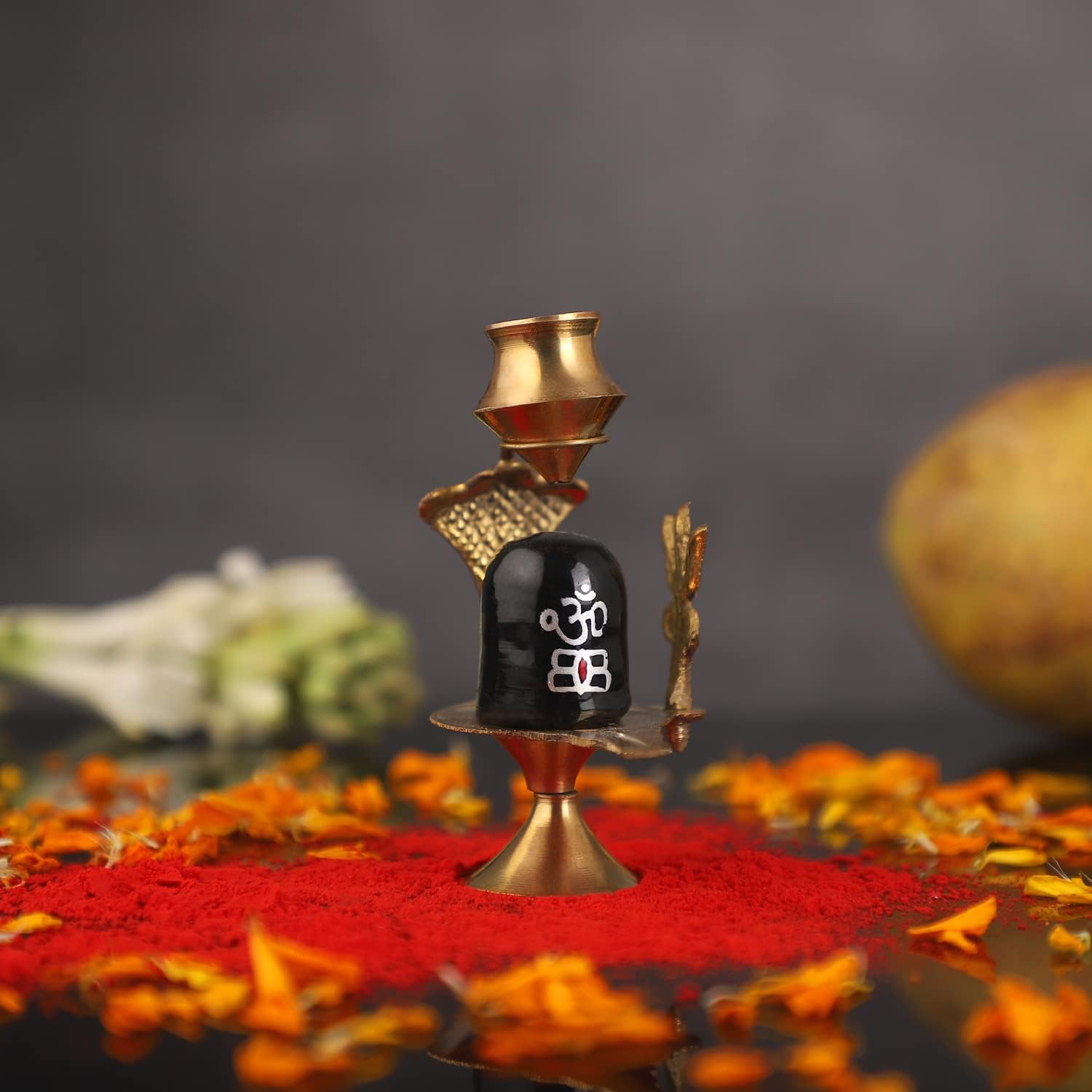 Brass Shiva Lingam Abhishek Patra with Trishul and Nag for Pooja Items | Shivling Showpiece