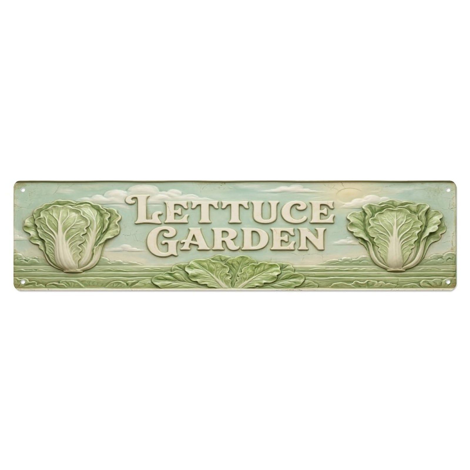 Fqcyn Style Metal Tin Sign Vintage Cottagecore Garden Lettuce Garden