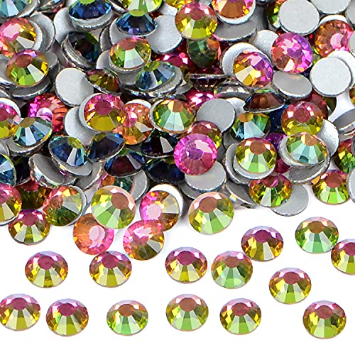 Image of 2880PCS Art Nail Rhinestones Non Hotfix Glue Fix Round Crystals Glass Flatback for DIY Jewelry Making with one Picking Pen (ss5 2880pcs, Vitrail Medium)