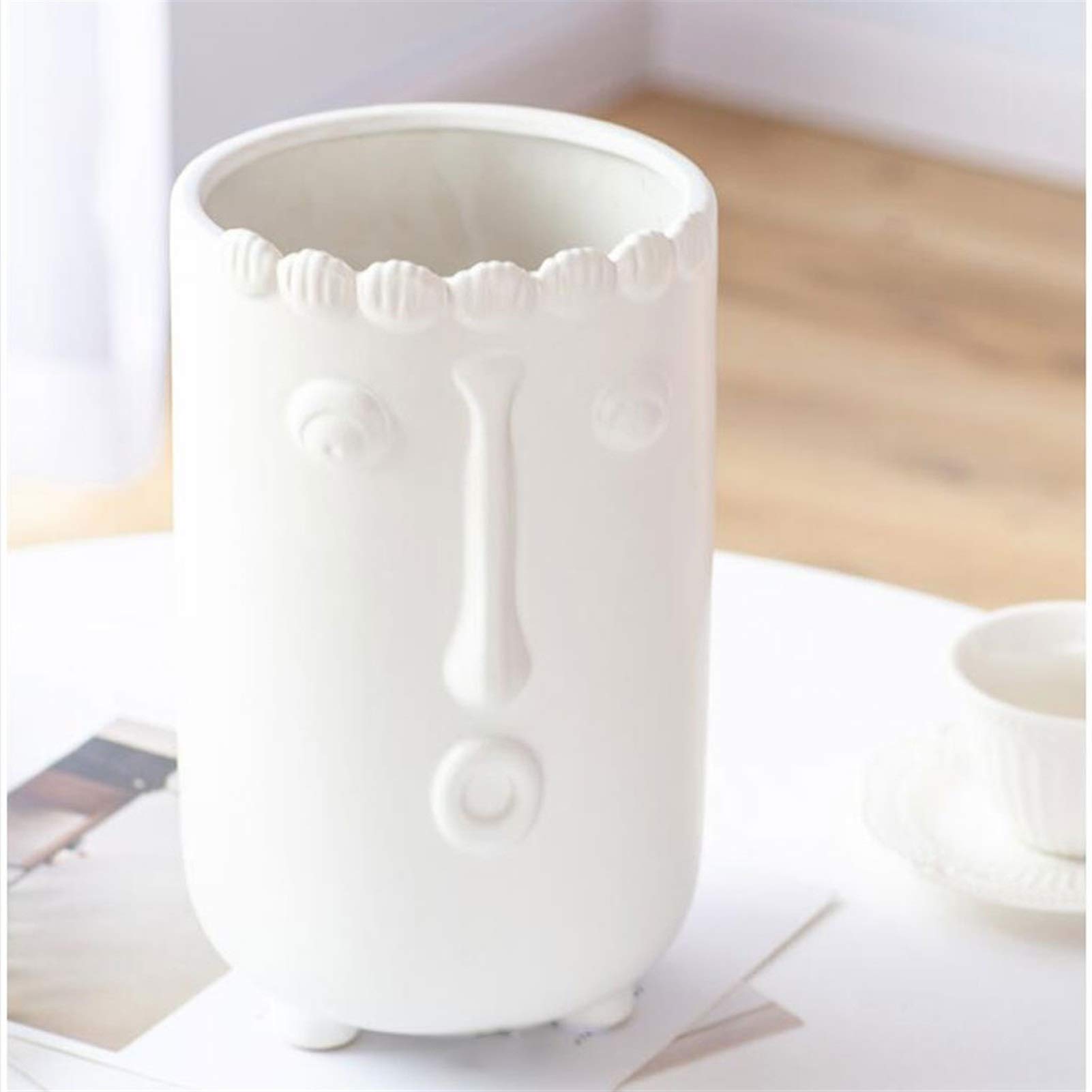 wazony Biały wazon ceramiczny domowy salon jadalnia stół biurowy desktop dekoracja imitacja twarzy wazon prezent dla przyjaciół wazon na kwiaty(C)