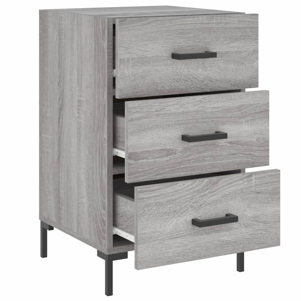 Stolik nocny Sonoma z materiału drewnopochodnego, 40 x 40 x 66 cm, z szufladą i miejscem do przechowywania, metalowe nóżki, szafka nocna do sypialni, salonu i łóżka kontynentalnego