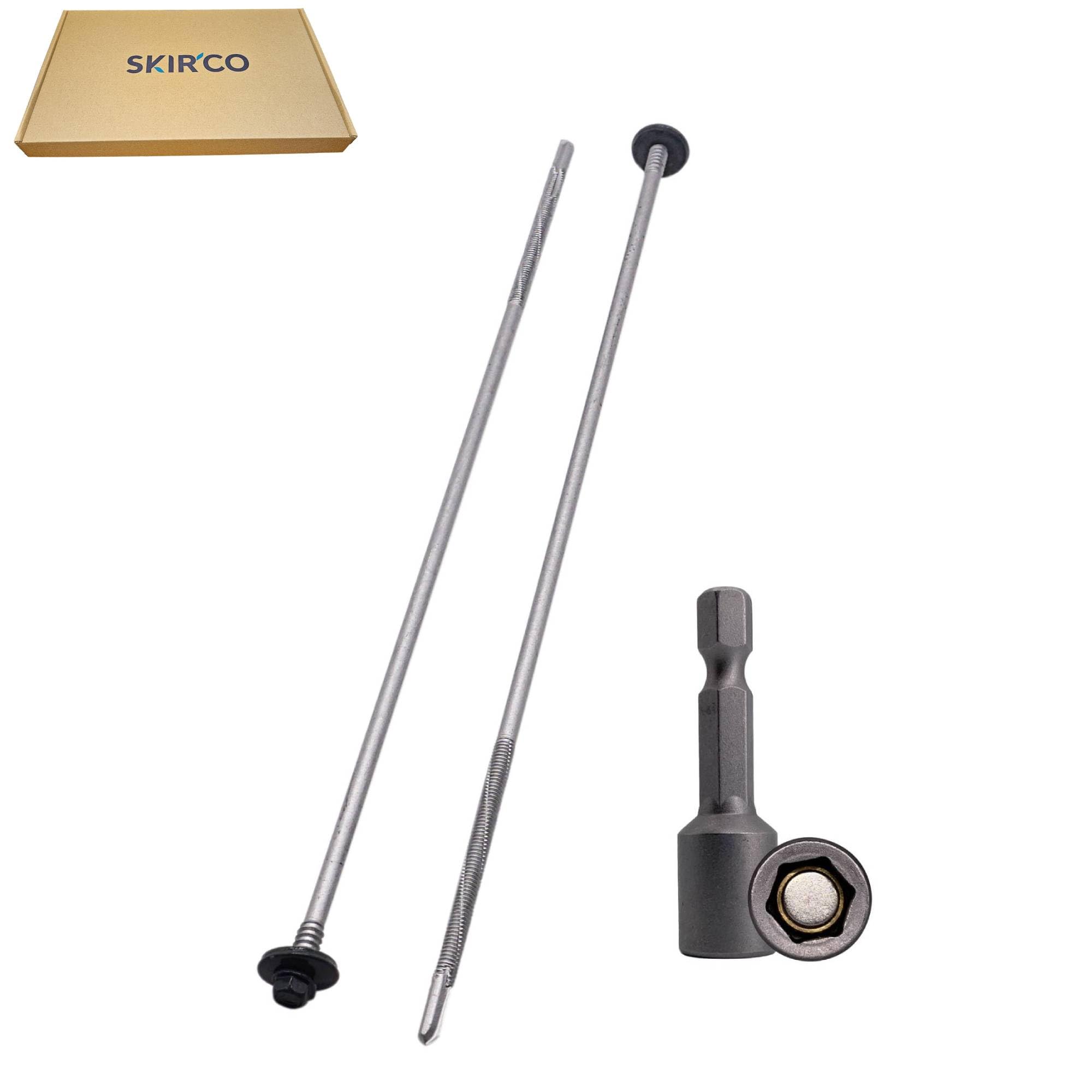 SKIR'CO (2 pcs) Painted Self Drilling 5.5 x 330 mm Screws with EPDM Washers for Sandwich Panels Hex Head (Anthracite Grey, RAL 7016) - Image 2