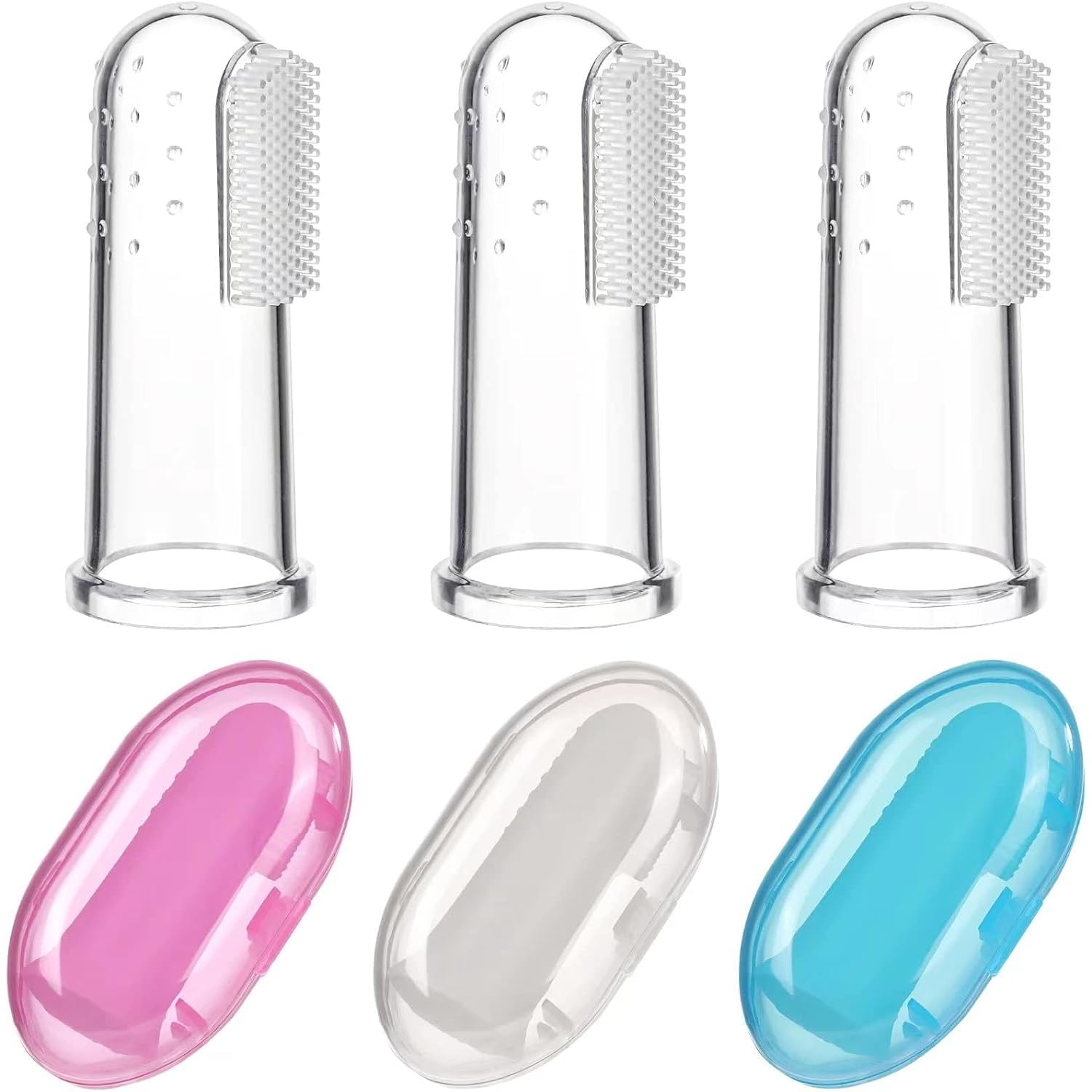 Looklike® Baby Silicone Finger Toothbrush with case for Easy Cleaning, Massaging, and Soothing Gums, Oral Hygiene (Clear, Pack Of 3)-image-10