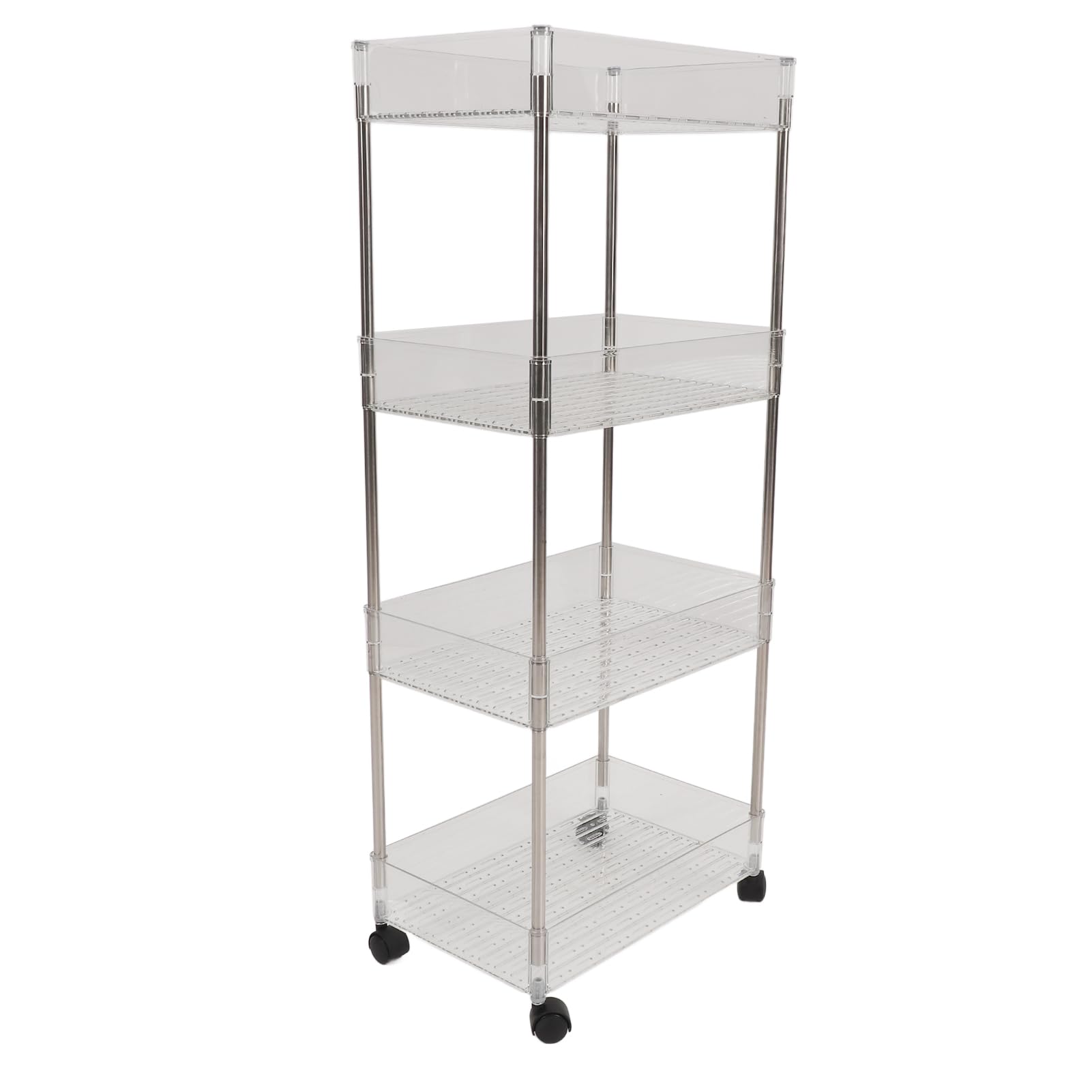 Carrito para Cambiar Pañales para Bebés, Organizador de Almacenamiento Transparente de 4 Capas con Rueda para Nuevas Mamás, Hierro Plástico Pet, 35 X 23 X 86 Cm