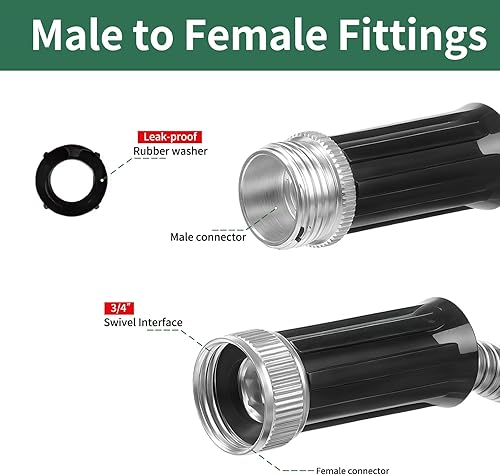 Miniatura 2 de Manguera de jardín de 50 pies, no expandible, 10 boquillas funcionales, manguera de jardín antitorceduras, manguera de agua flexible resistente de