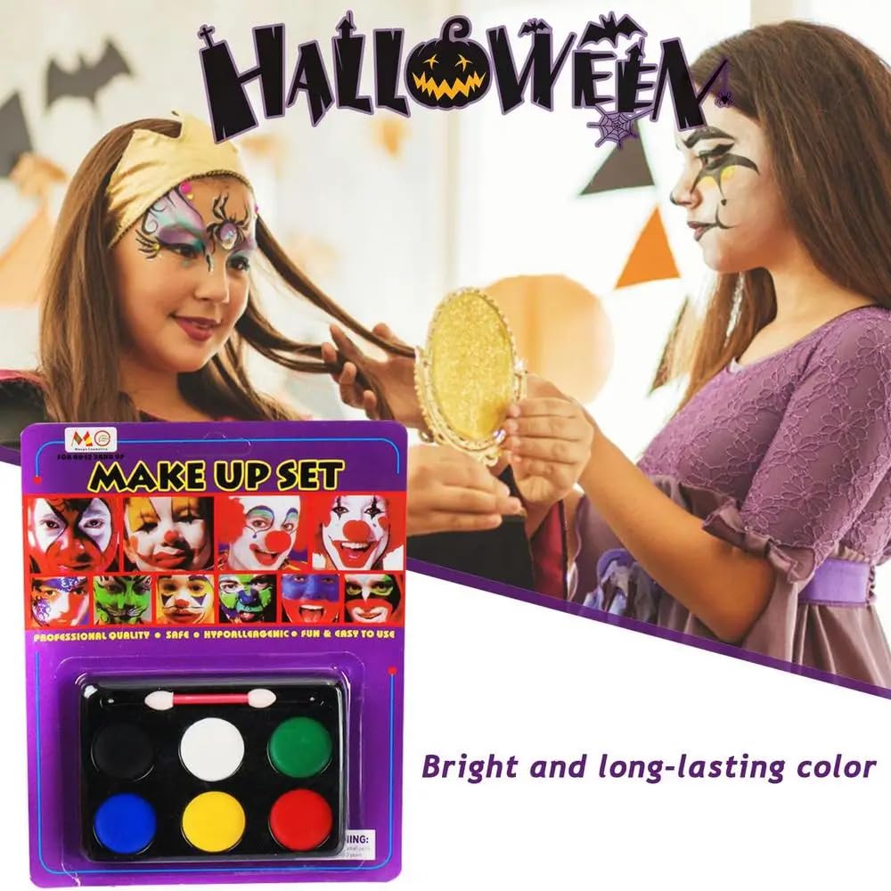 PartySanthe Face Painting Kit 6 Colors,Dress up face color Ideal for Halloween, Festivals, Birthday Parties, Cosplay - 1pc 3