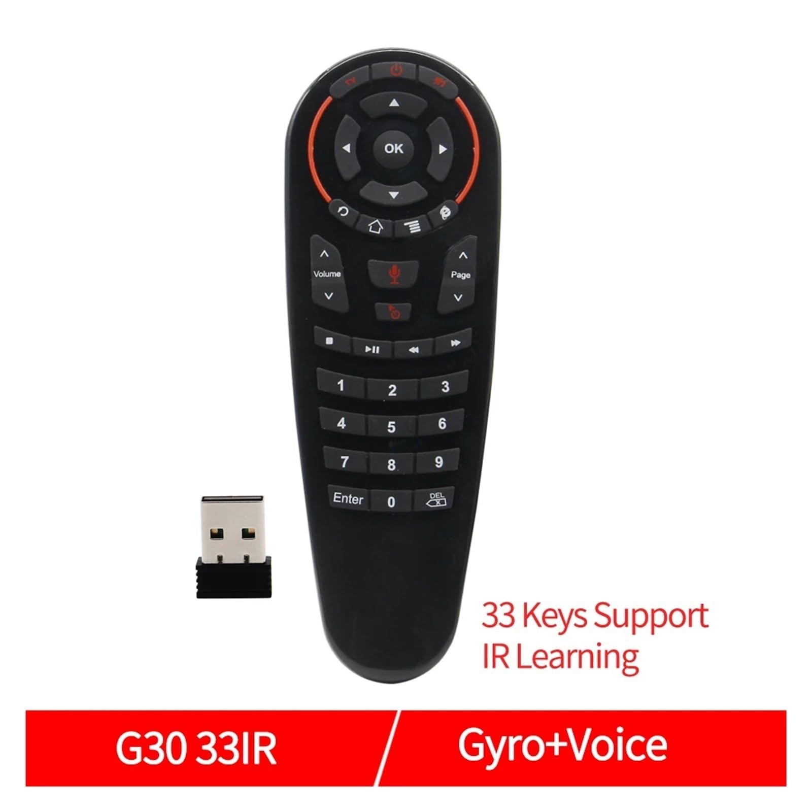1 szt. G30S Air Mouse 2.4G Żyroskop 33 klawisze IR Nauka Bezprzewodowy Inteligentny Pilot Zdalnego Sterowania Głosowego Do X96 Mini H96 MAX Android Box VS G10(G30S)