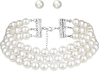 Amazon.com: Flyonce 1920s Flapper Pearl Necklace Set, Great Gatsby ...