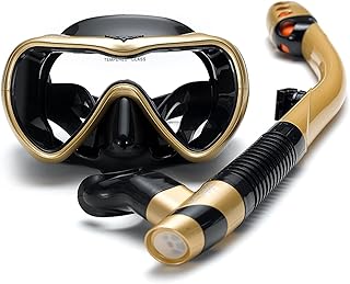 Tubo de mergulho, Moniss Conjunto de snorkel à prova de vazamento Óculos de mergulho de natação anti-neblina Óculos com tubo de snorkel seco de respiração fácil para mergulho com snorkel