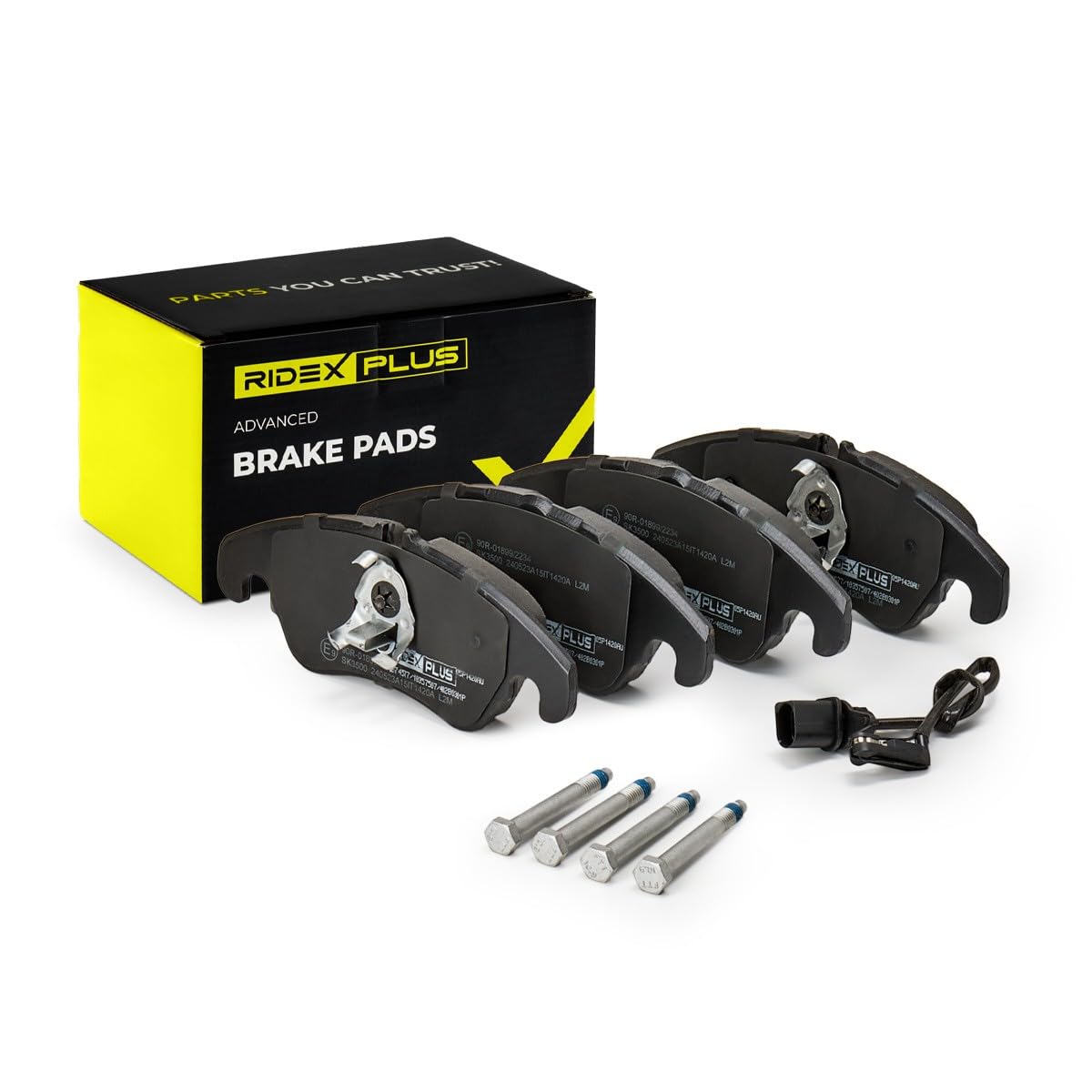 RIDEX PLUS 402B0301P Bremsbelagsatz Bremsbeläge Vorne mit Verschleißwarnkontakt Kompatibel mit AUDI A4 Avant 8K5, B8