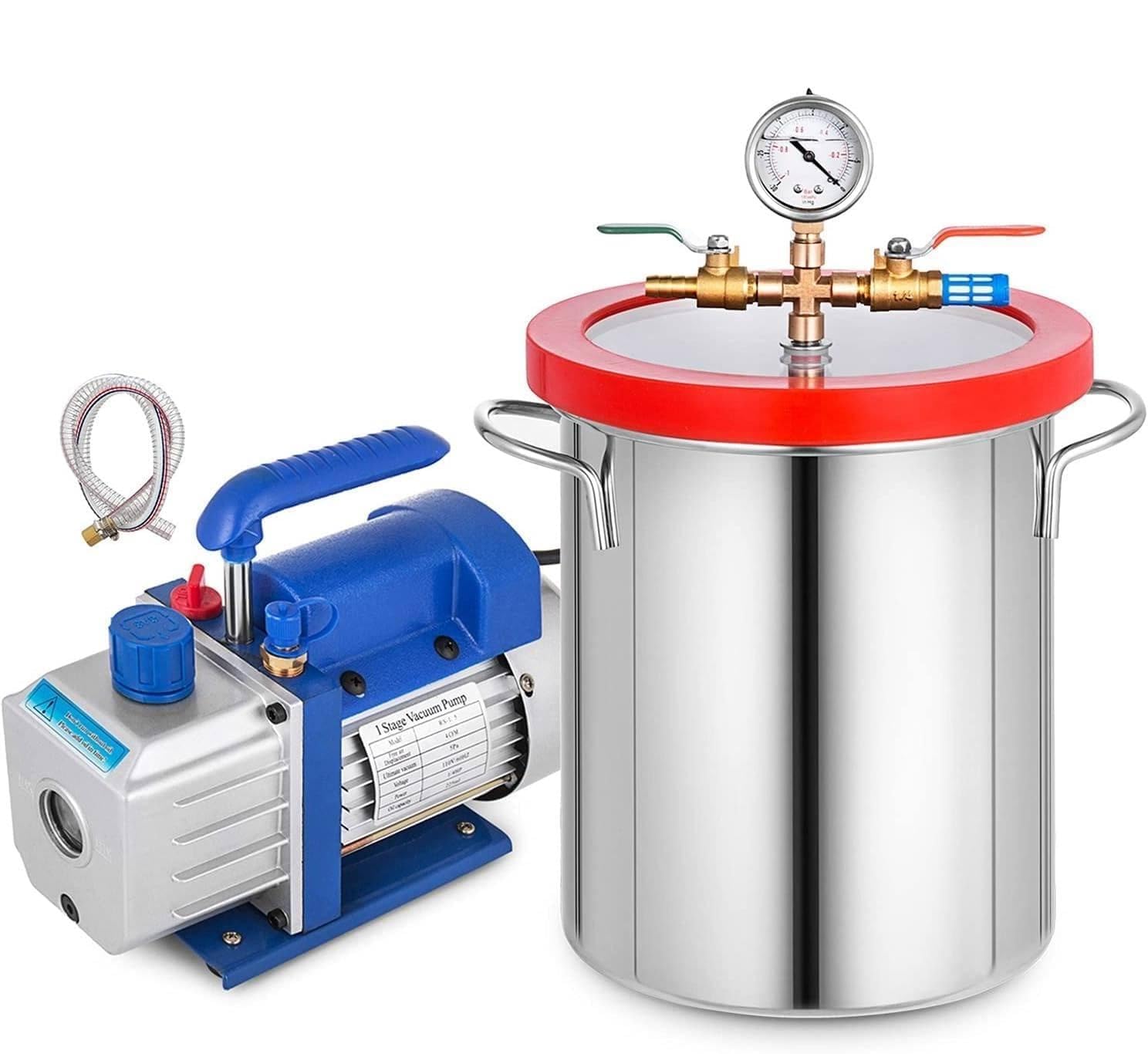 1,5/2/3/5 Gallonen Labor-Vakuum-Entgasungskammer-Kits, 304 Edelstahl-Vakuumkammern Für Harzguss, Epoxid, Gips, Holzstabilisierung,12L/3Gal