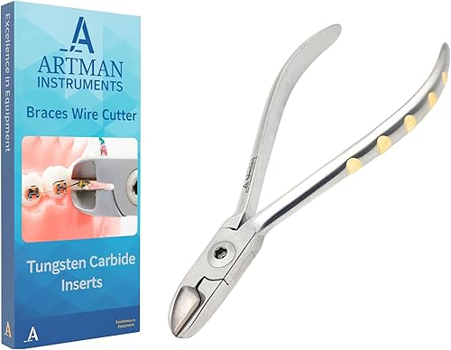 ARTMAN INSTRUMENTS Cortador de alambre de frenillos – Alicates para herramientas dentales de ortodoncia con inserciones de carburo de tungsteno,