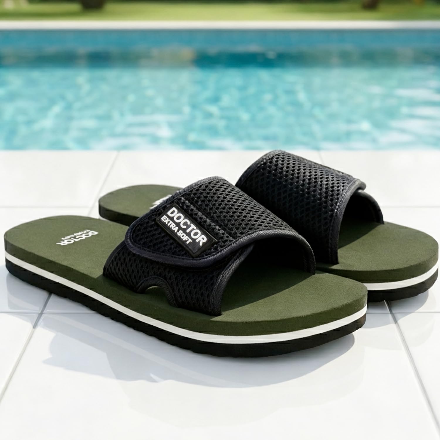 DOCTOR EXTRA SOFT Care Orthopedic and Diabetic Comfortable Slipper for Men D-25-OLIVE-10 UK