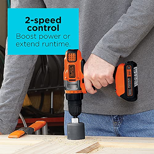 Black+Decker 20V Max Cordless Drill Driver With Battery And Charger, Led Work Light (Ldx220C) #TOP2