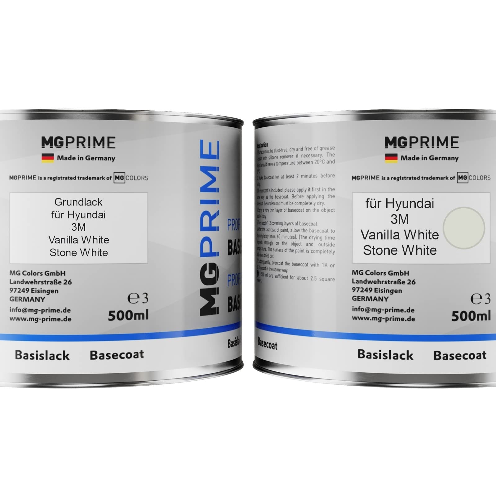 MG PRIME Kit pots de Peinture voiture pour Hyundai 3M Vanilla White 1,75L