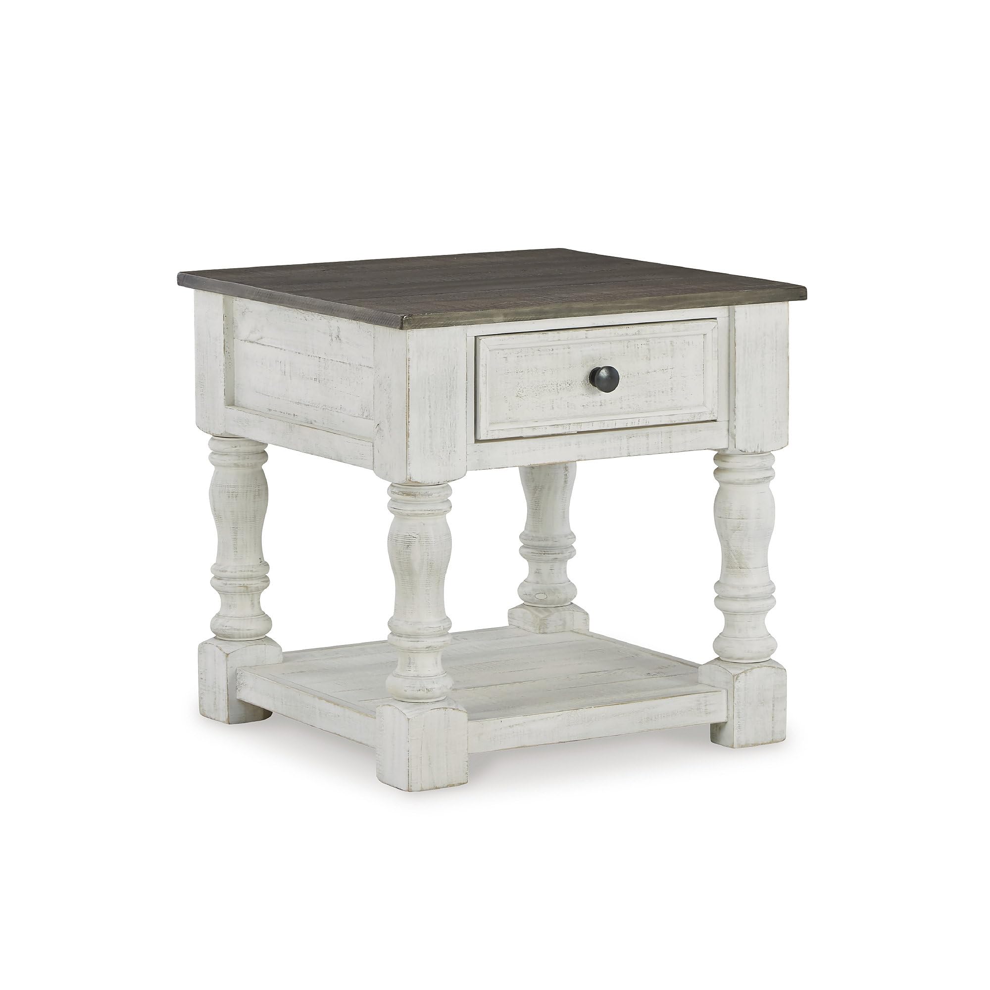 Signature Design by Ashley Havalance French Country Square End Table White Gray
