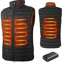 seenlast Heated Gilet for Men, Heated Vest with 10000mah power bank, Heated Jacket with 4 Heat Zones,3 Heat Settings Lightweight Heated Body Warmer for Outdoor Camping Riding Hiking, Machine Washable