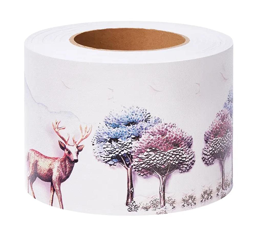 Dostear Wallpaper Mirror Borders for Bathroom Peel and Stick Classroom Bulletin Board Borders Boho Paper for Classroom Trim Sets Forest 10 X 1000cm