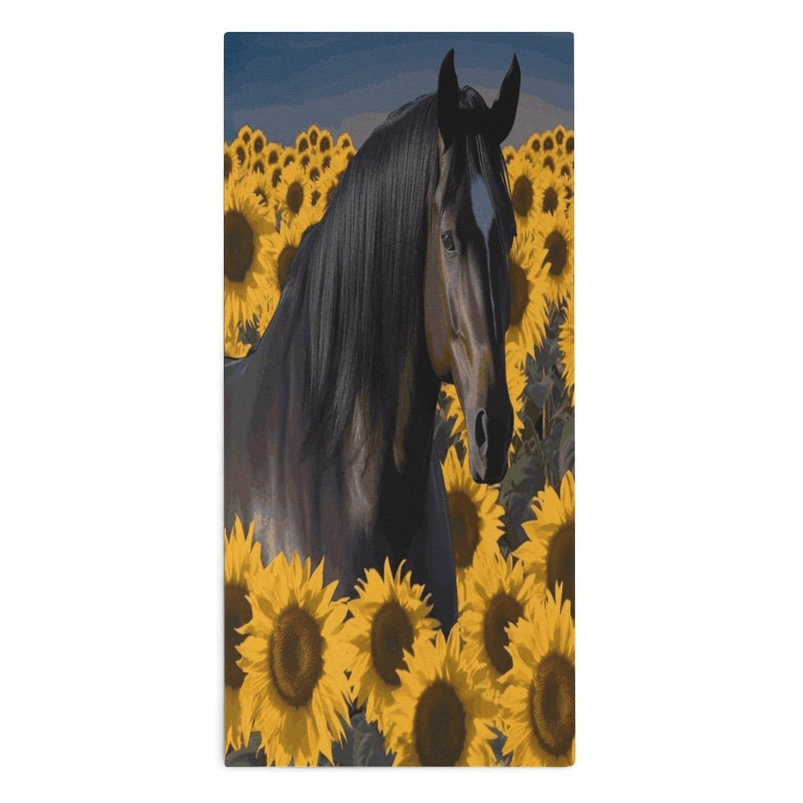 Btcowzrv Style Dark Horse Under The Sunflowers Bath Towel Beach Towels Shower Towel