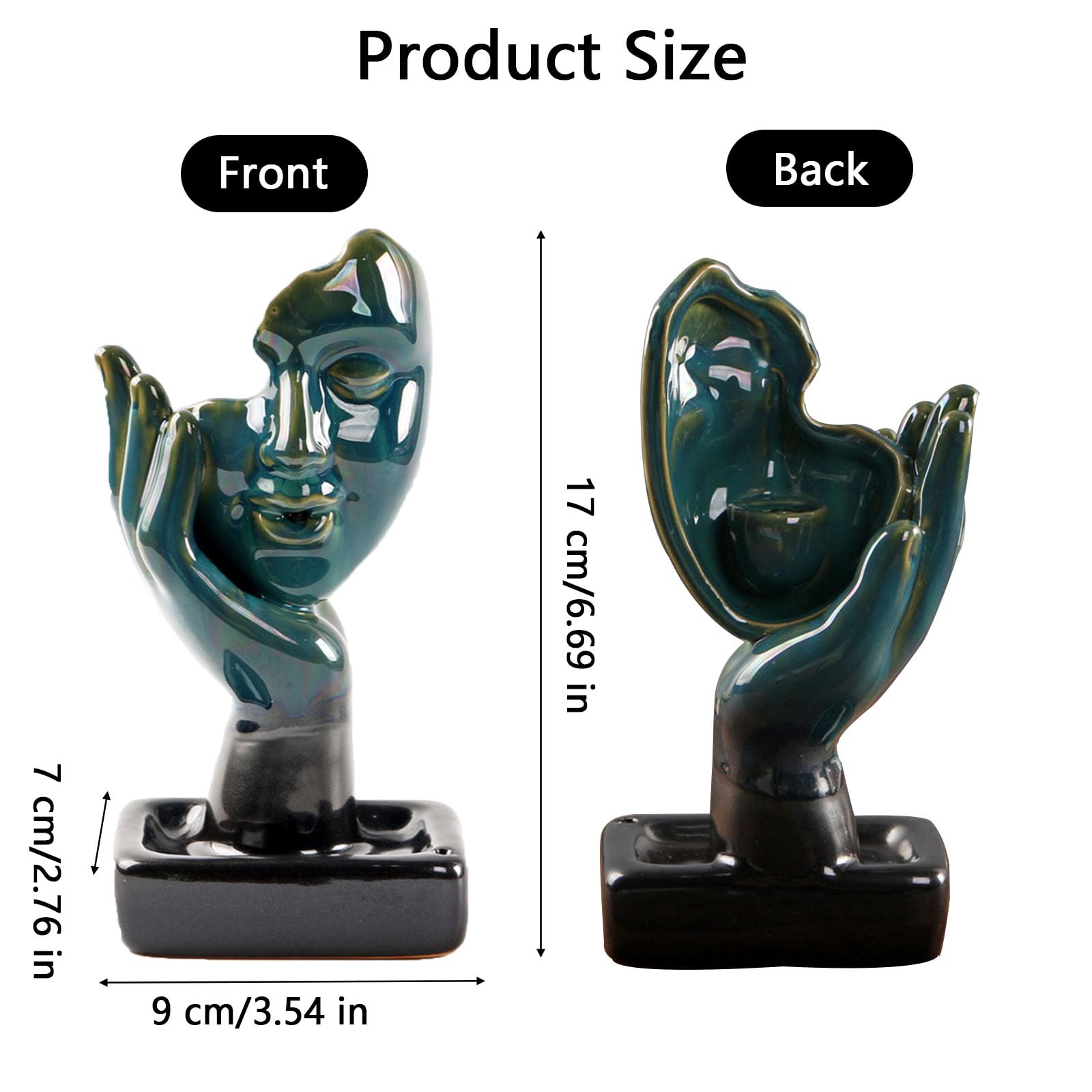 Bruciatore di incenso in ceramica, porta incenso a cascata, bruciatore di incenso a riflusso, fontana di incenso in ceramica, per ufficio, casa, camera da letto, yoga, decorazione