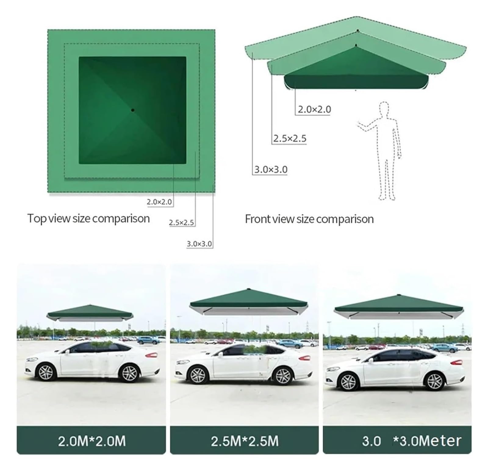 Telo di ricambio per ombrellone da esterno, 2,5/3 m, quadrato, impermeabile, per giardino, patio, campeggio, gazebo, protezione UV e facile da installare