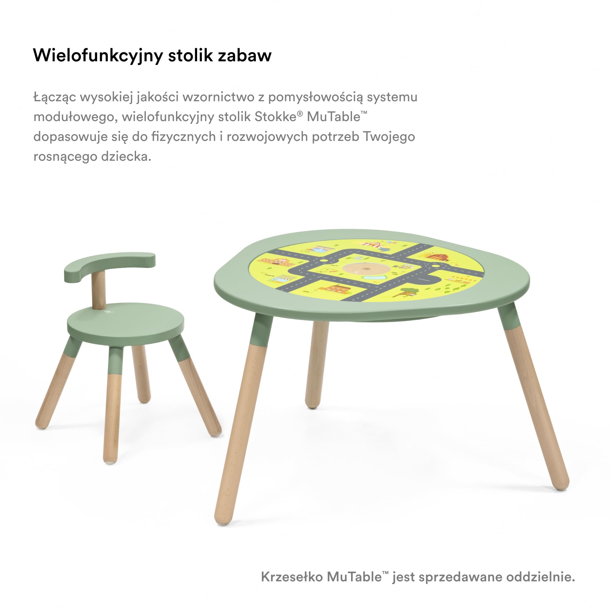 Stokke MuTable, Clover Green - Redesign 2023 - Wielofunkcyjny stół do zabaw dla dzieci - zawiera trzy dwustronne plansze zabaw - dla dzieci w wieku od 18 miesięcy do 8 lat