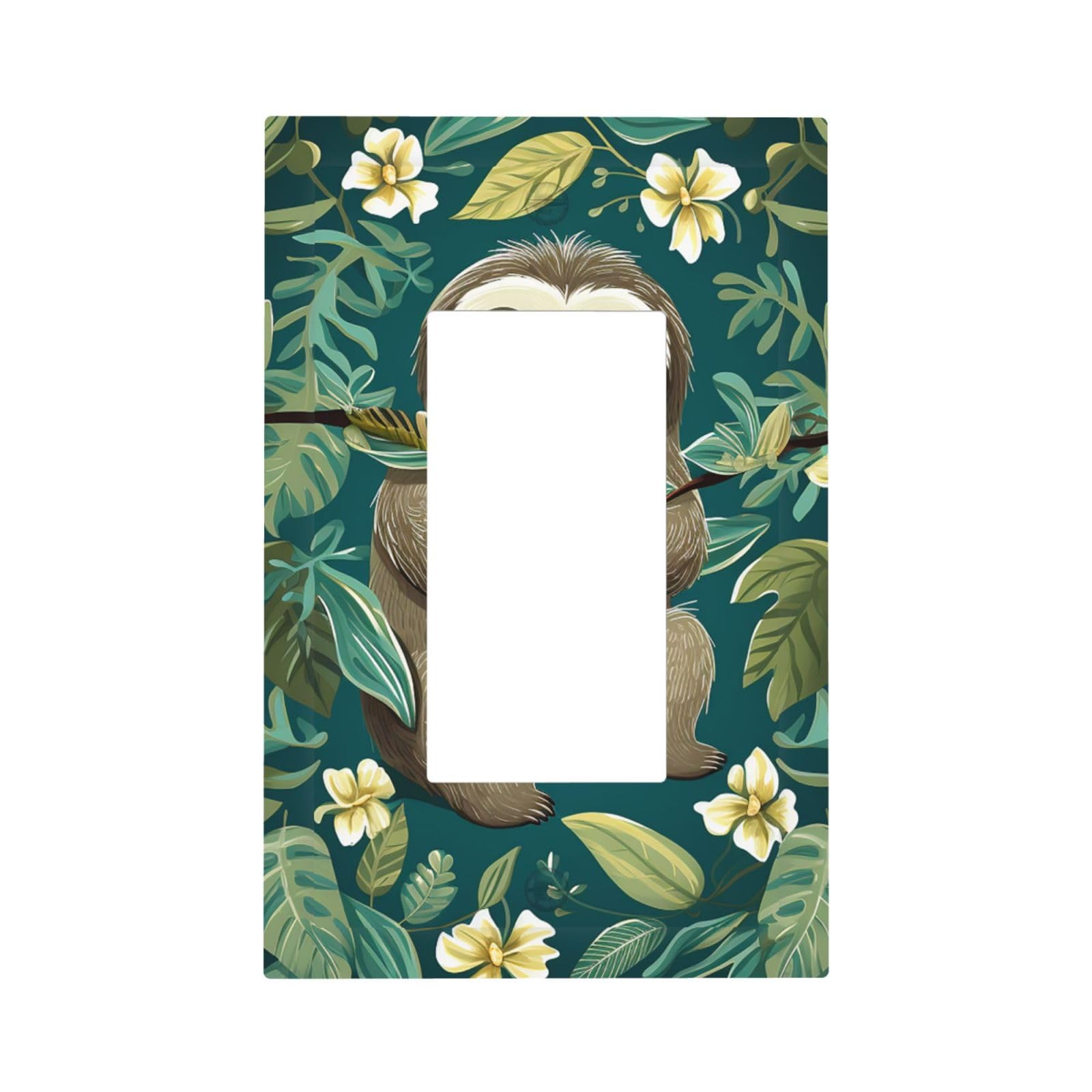 1-Gang Decorator Wall Plate Adorable Sloth Light Switch Cover Single Gang Receptacle Outlet Wall Plate Mid Size 5" x 3" Wallplate Unbreakable Polycarbonate Outlet Faceplates Covers