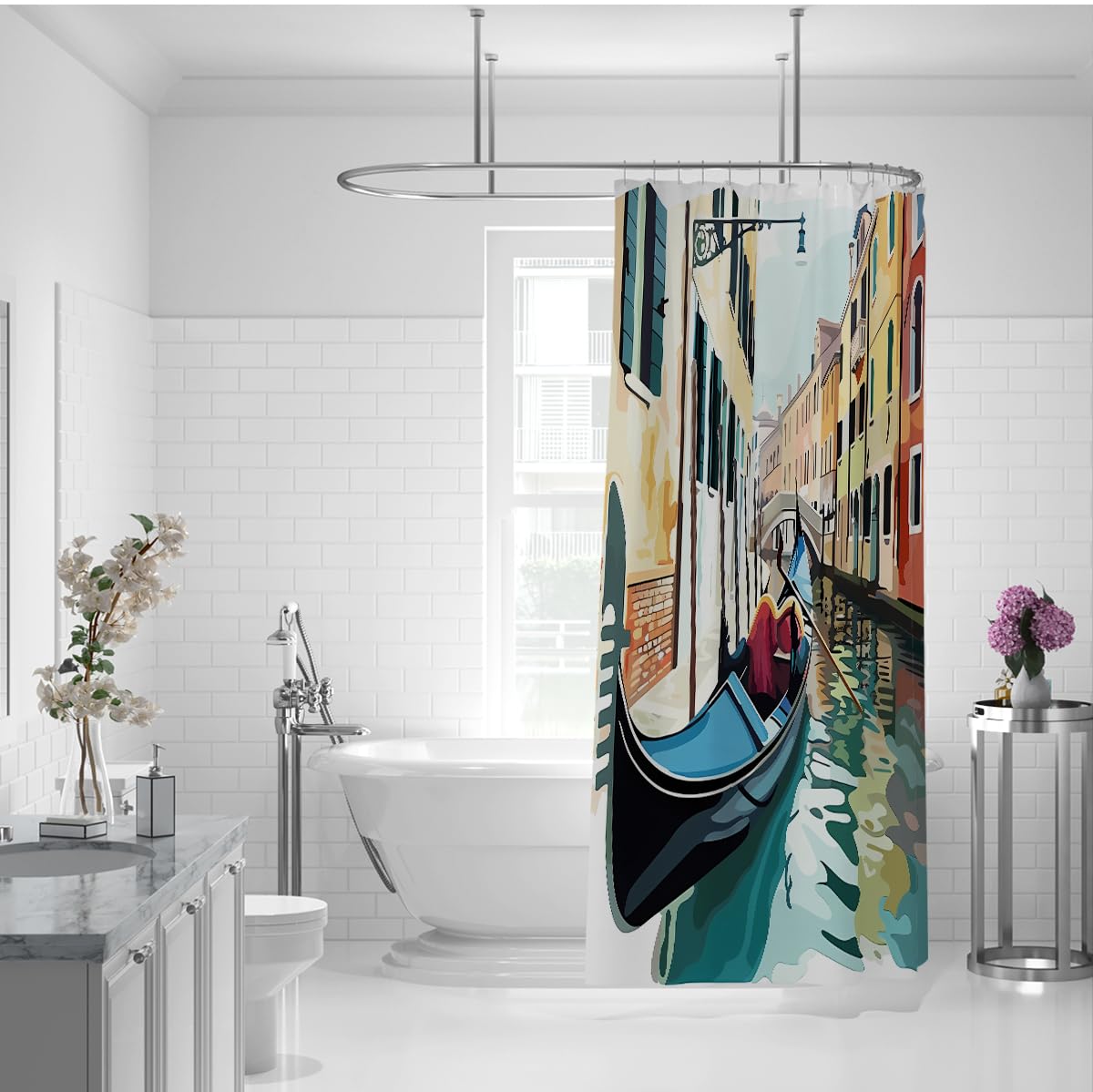 Rideau de Douche Ville Architecture européenne Vintage 200 x 220 cm
