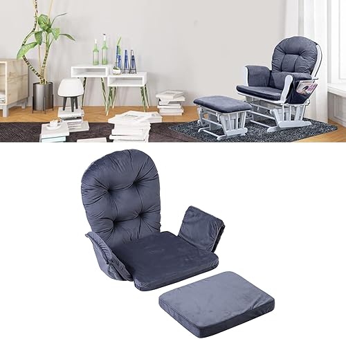 Miniatura 3 de TOPINCN Juego de almohadillas de cojín de algodón de terciopelo suave para silla, color gris elegante, tela de terciopelo de alta calidad, diseño de