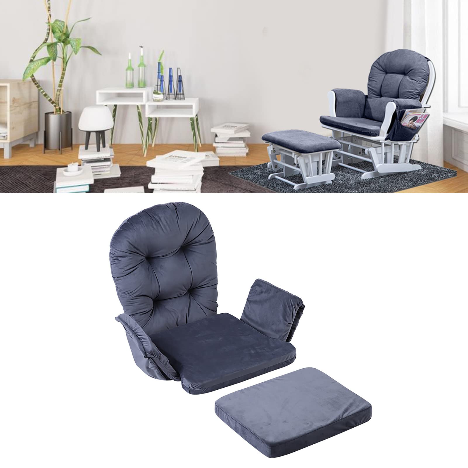 Haofy Cojín de Silla de Algodón de Terciopelo Suave, Ajuste 100% Cómodo con Cierre de Gancho y Bucle para Sillas de Madera Dura, Mecedoras, de Comedor