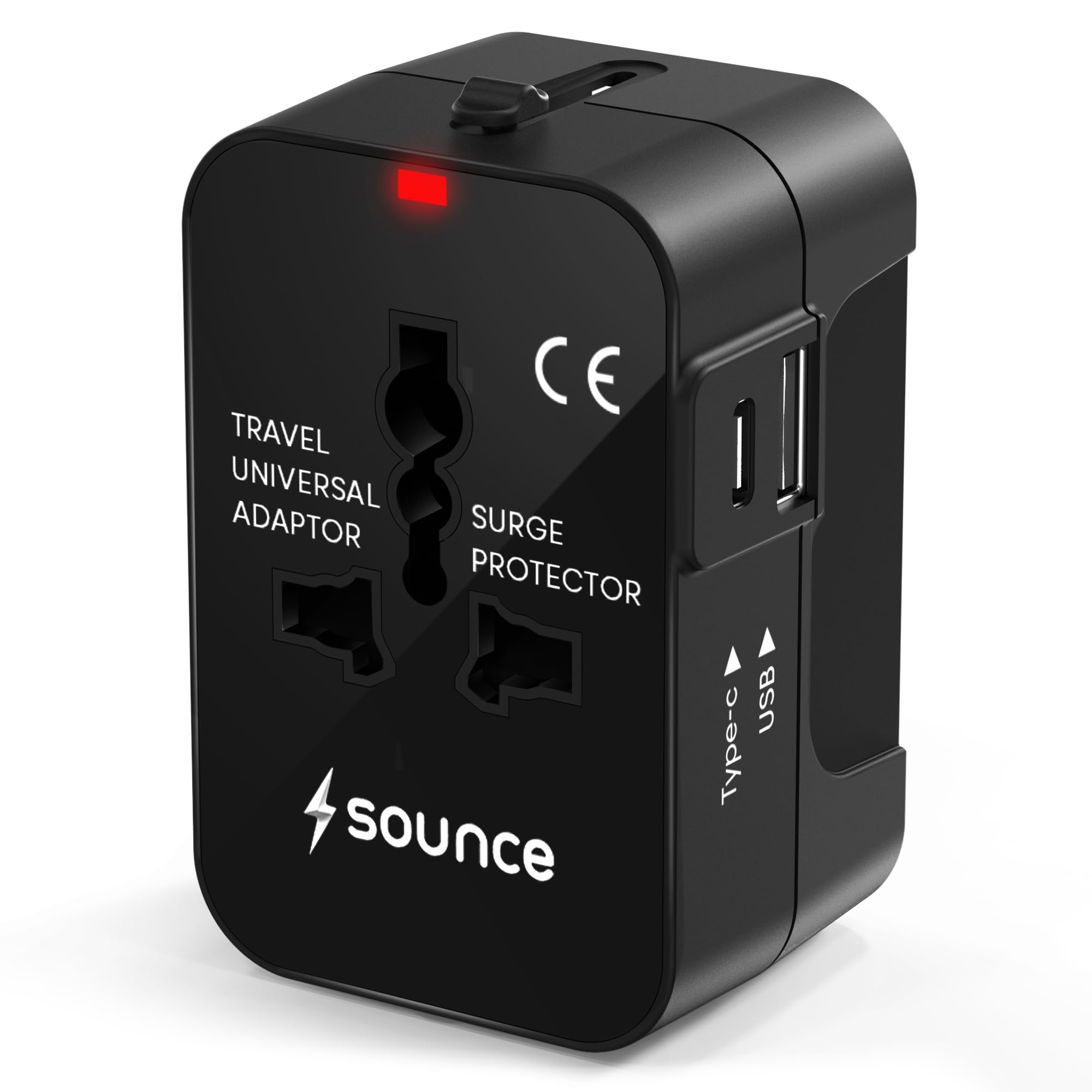 Sounce Universal Travel Adapter 3-in-1 Worldwide Charger with Fast USB C and USB A Ports, High-Speed Power Output, Smart Safety Fuse System and Compact Lightweight Design for Travel Use (Matte Black)-image-22