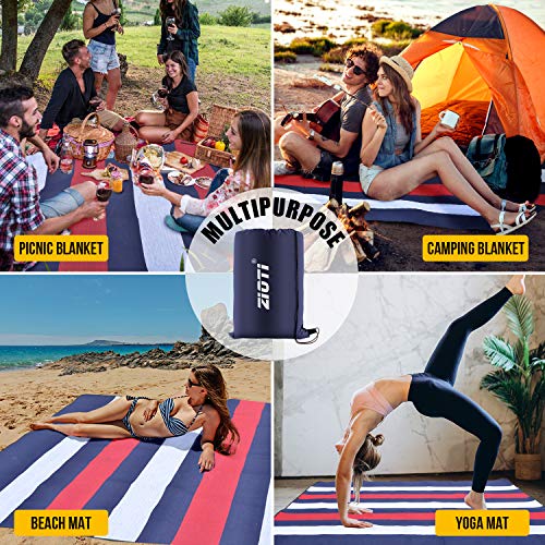 Outdoor Waterproof Picnic Blanket, Extra Large 79\" X 79\" 3-Layer Thickening Foldable Sand Free Beach Camping Blankets Mat with Waterproof PEVA Backing for Family, Concerts, Park, Machine Washing Safe