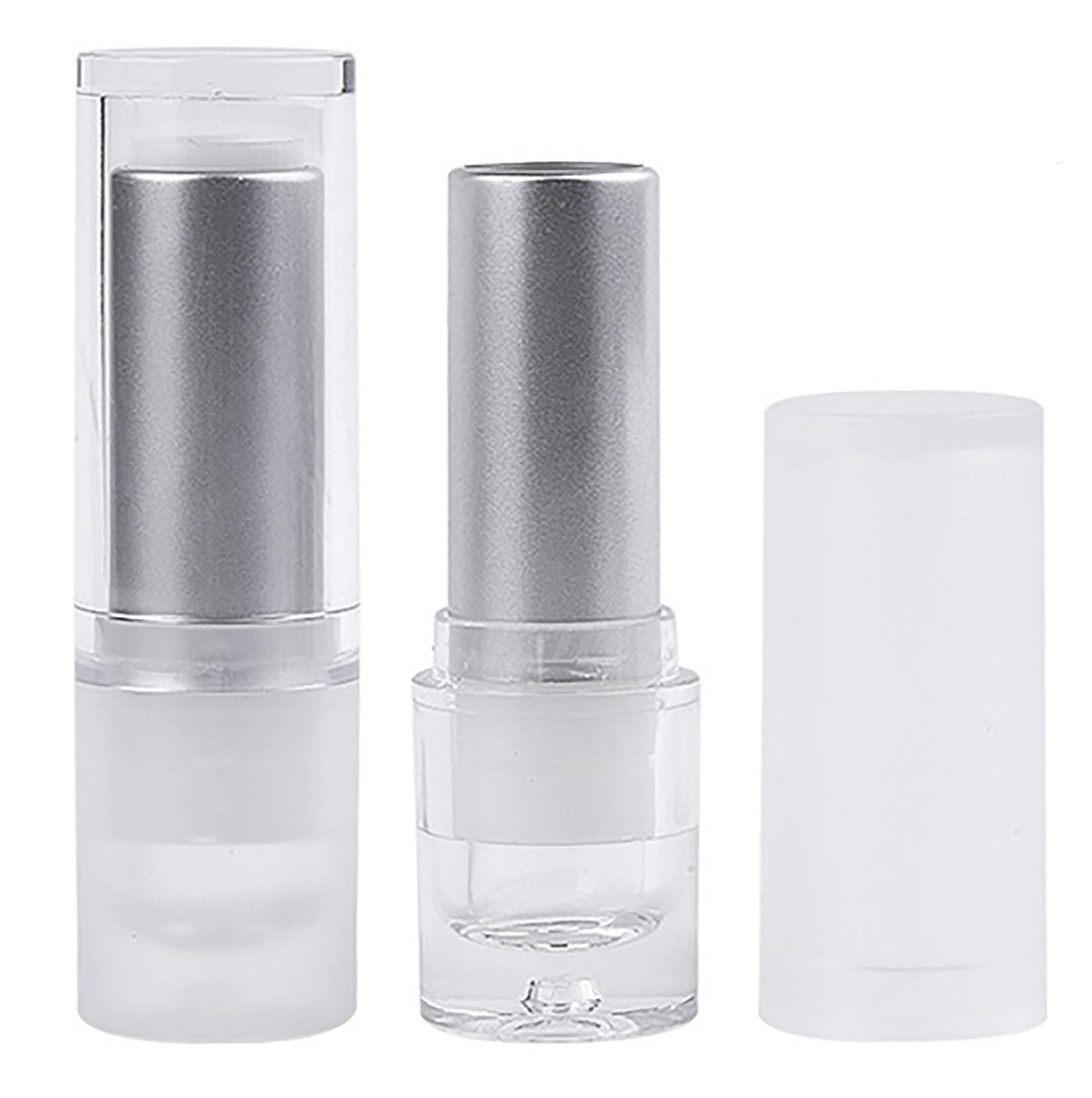 BesYouSel Lip Balm Tubes Empty Plastic Frosted Lipstick Tube Refillable Lip Balm Storage Container for DIY Homemade Lipstick Lip Balm, Round, Pack of