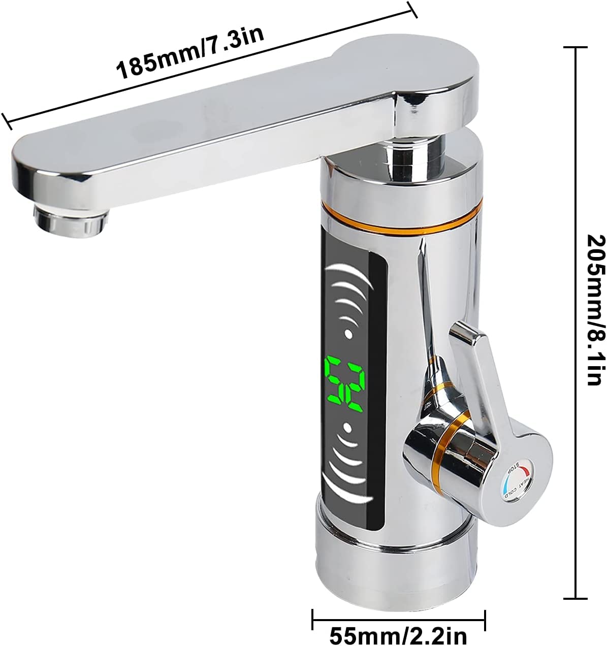 Scaldabagno elettrico istantaneo, rubinetto girevole a 360°, con indicatore di temperatura LED, 3000 W, bagno cucina, acqua e riscaldamento rapido