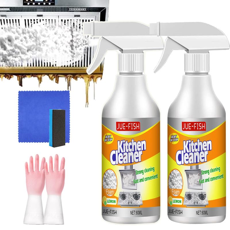 Kitchen Cleaner Aibo, Jue-Fish Kitchen Foam Cleaner, Jue-Fish All-Purpose Pots and Pan Cleaner, Multipurpose Foam Spray (2pcs)