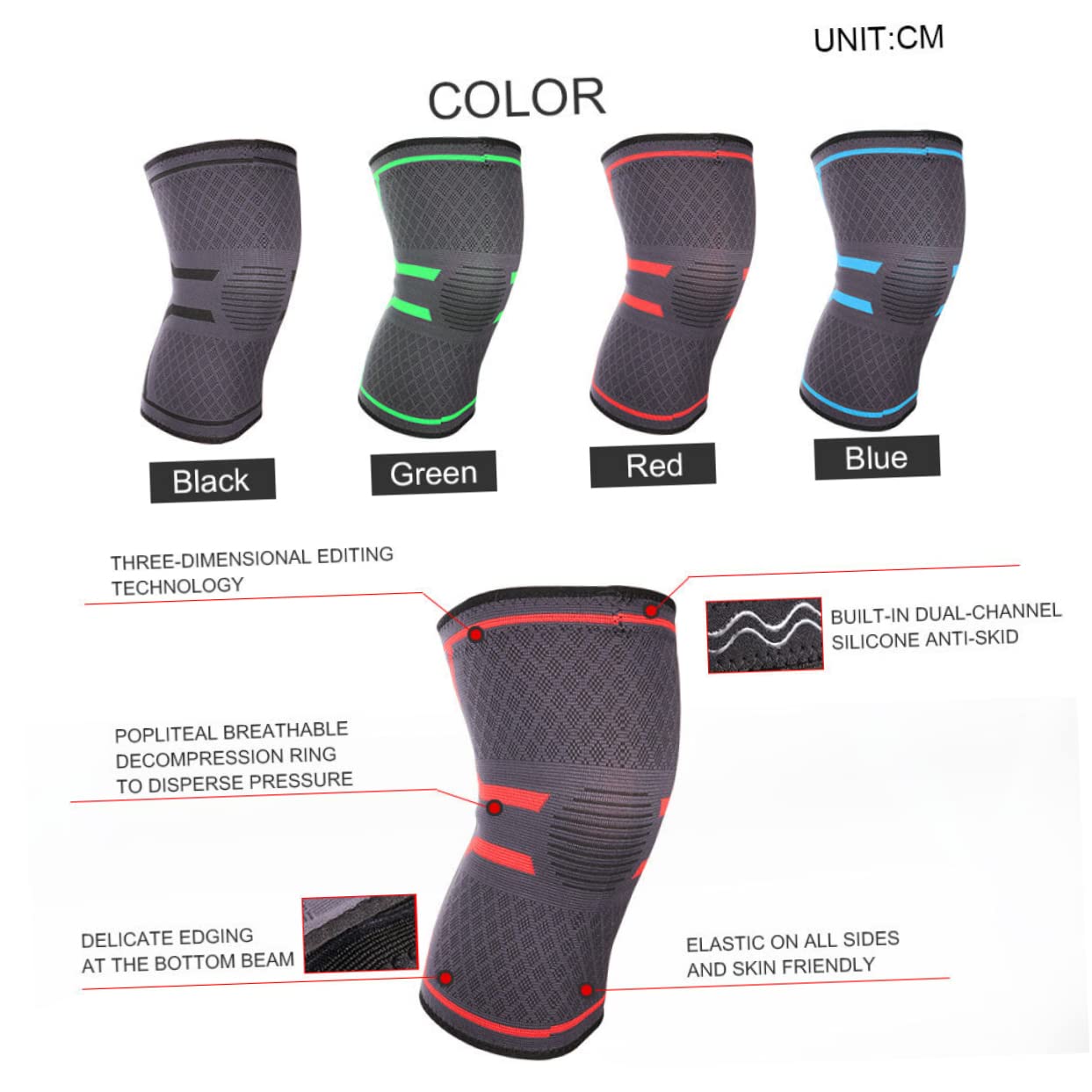 IWOWHERO Elastic Kneepad for Women Xxl Size Platinum Running Support Brace Breathable Kneepad for Sports