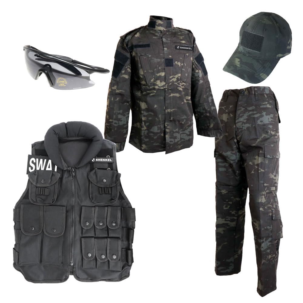 Amazon.co.jp: [SHENKEL] SWAT コスプレ 5点セット マルチカムブラック