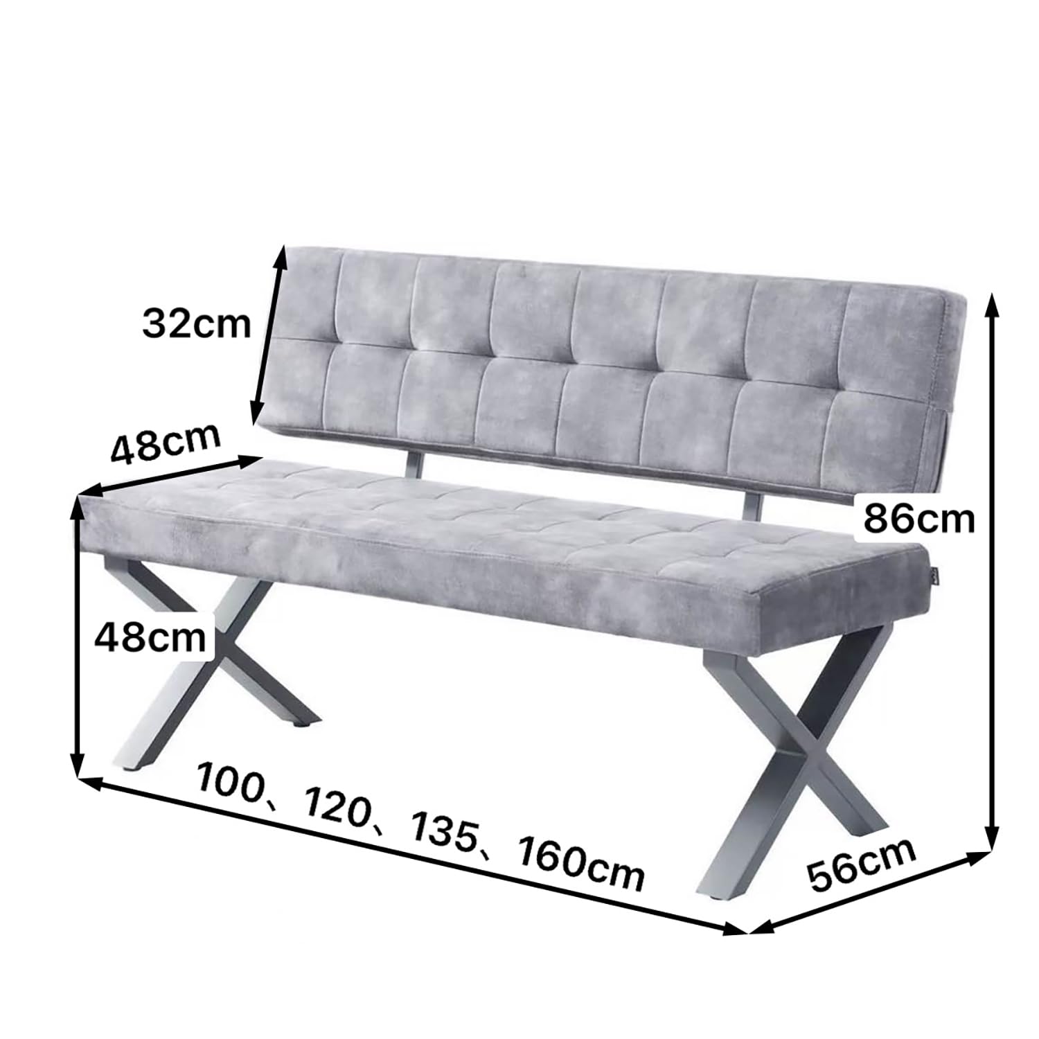 B&D home® Sitzbank Karen 100cm – gepolsterte Esszimmerbank mit Rückenlehne, X-Metallgestell schwarz, Webstoff/Microfaser in Gelb, modern Industrial Design für Esszimmer, Küche & Flur