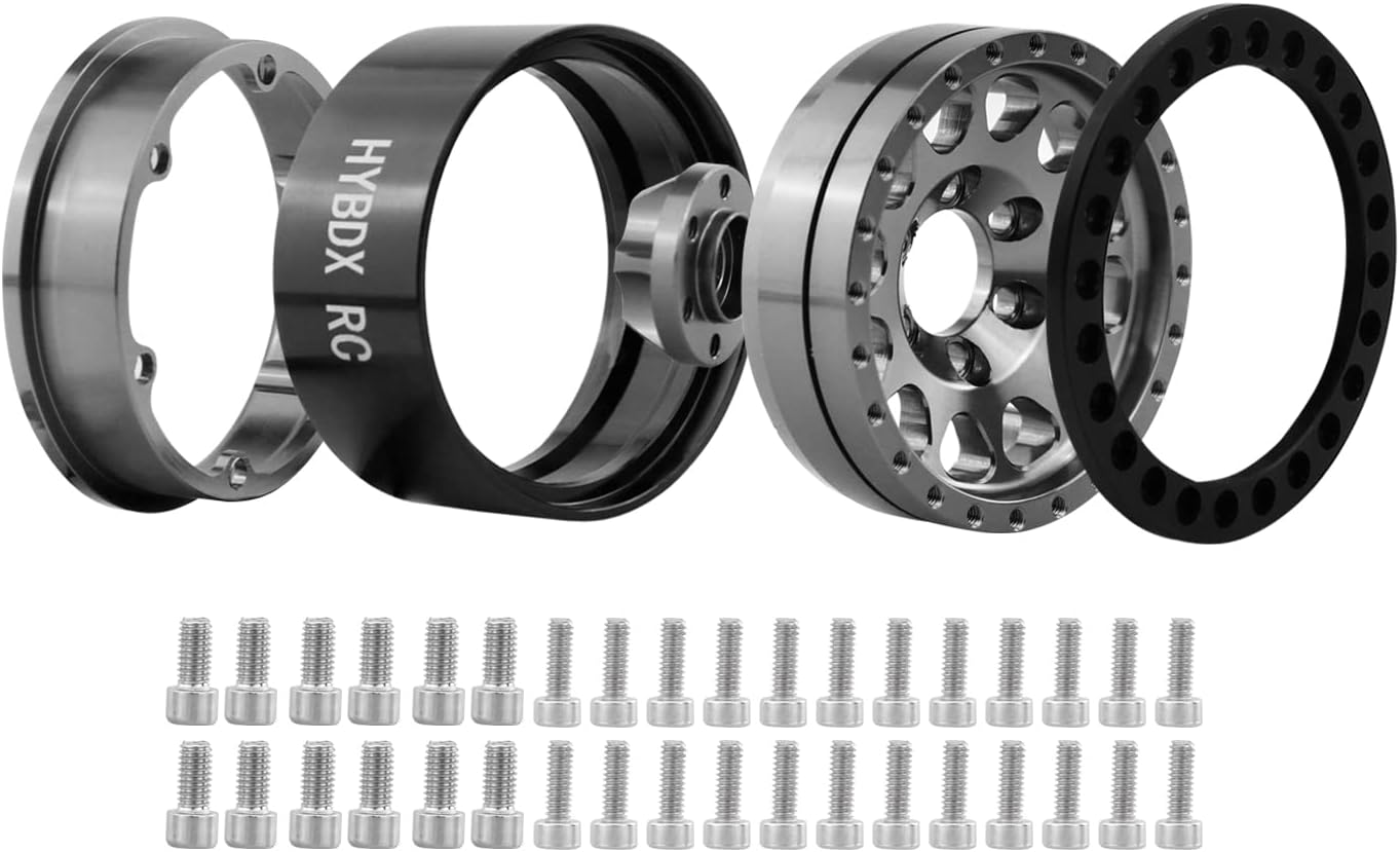 1.9 Inch Aluminum Alloy Beadlock Wheel Rim Hub 4pcs Suit for 1:10 RC Crawler Axial SCX10 SCX10 II TRX4 RC4WD D90(Grey 4 PCS)