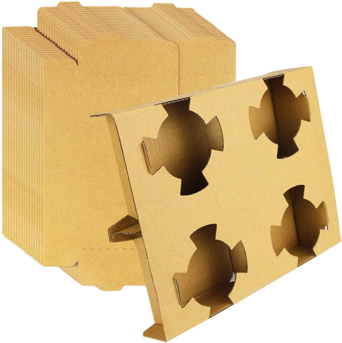 25PCS 4 Cup Kraft Drink Carrier,Paper Drink Carrier,Coffee Cup To Go Carrier,Cupcake Carriers,Pack And Take Away The Coffee Cup Holder,Suitable For Multi-size Cups For Leisure Bar,Coffeehouse