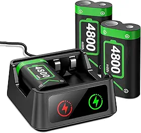 DINOSTRIKE Pacote Com 3 Baterias Recarregáveis Para Xbox, Estação De Carregamento Usb Controle 4800 Mwh Acessórios Sega Saturn Series S/X/Xbox One/One Elite