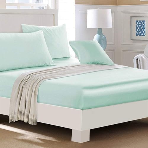 Miniatura 5 de Juego de sábanas de satén de seda con bolsillo profundo de 19 pulgadas  Juego de sábanas de 4 piezas  Juego de sábanas planas y fundas de almohada