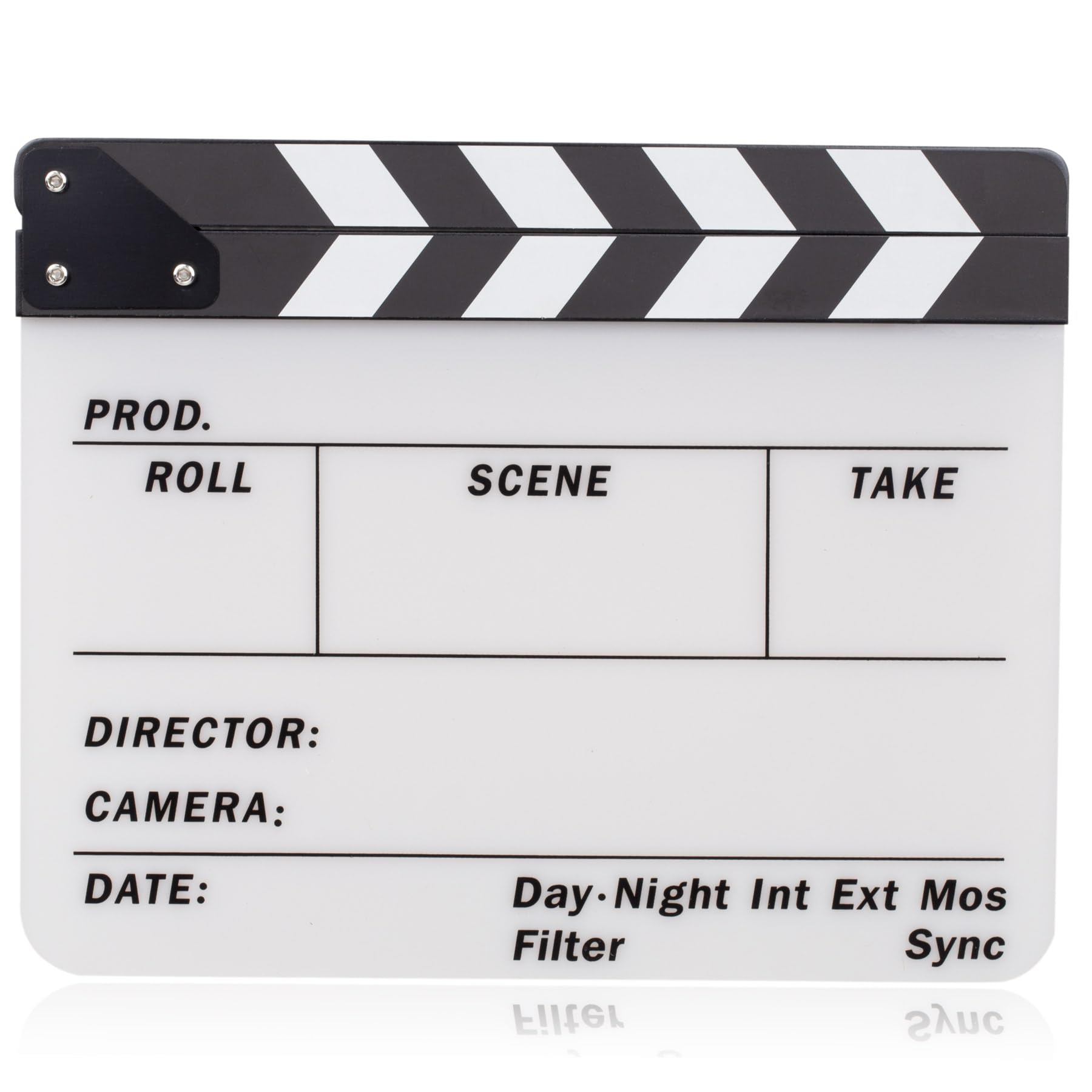 ALLZEDREAM Akrylowa tablica reżyserska filmowa klaps deska Cut Action Scene Slates z 2 markerami suchościeralnymi do tablicy, biała
