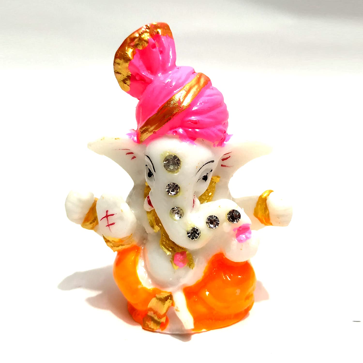 KSJONE Indian Mini Ganesha Statue Decor Home Office Temple Mandir Pooja Items Hindu Lord Ganesha Figurine for Car Dashboard Ganesh Statue Ganpati Gifts Home Office Decor