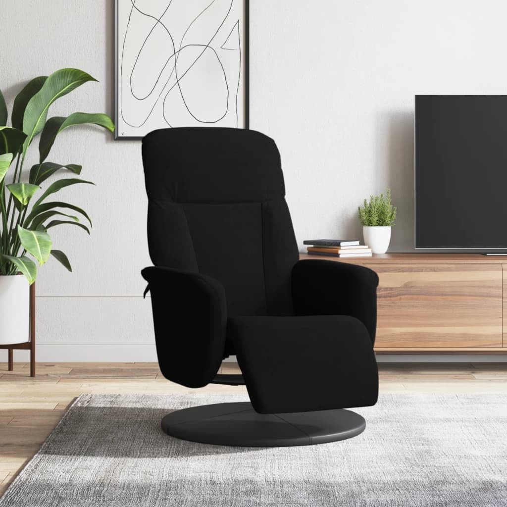 Relaxsessel mit Fußteil Schwarz Samt, verstellbar mit Liegefunktion, drehbar 360 Grad, ergonomisch gepolstert, mit Metall- und Holzrahmen, ideal für Wohnzimmer, Büro, Leseecke und Lounge