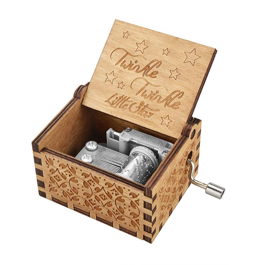 Good Goody Twinkle Twinkle Little Star Wooden Music Box Hand Cranked Laser Engraved | Gift for Kids Children | Lullaby Sounds