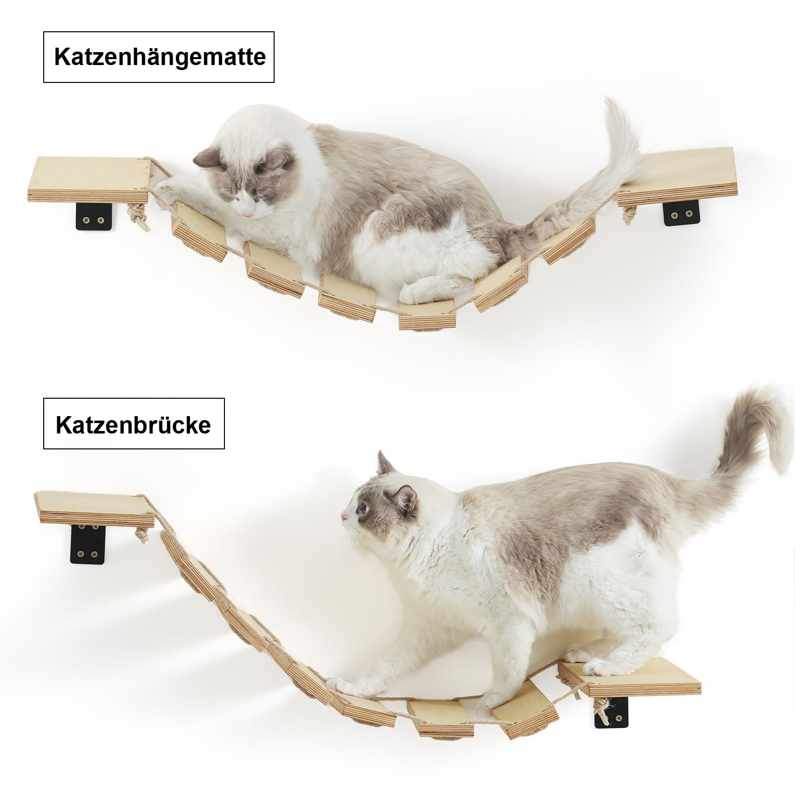 FUKUMARU Kletterwand Katzen, 32 cm Katzenbrücke und Katzenliege für DIY Catwalk, Katzenhängematte und Katzenwand für die meisten Kätzchen, mittlere und große Katzen